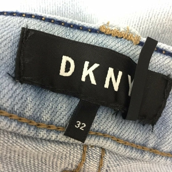DKNY Solid Straight Leg Jeans Denim Light Blue - Picture 5 of 7